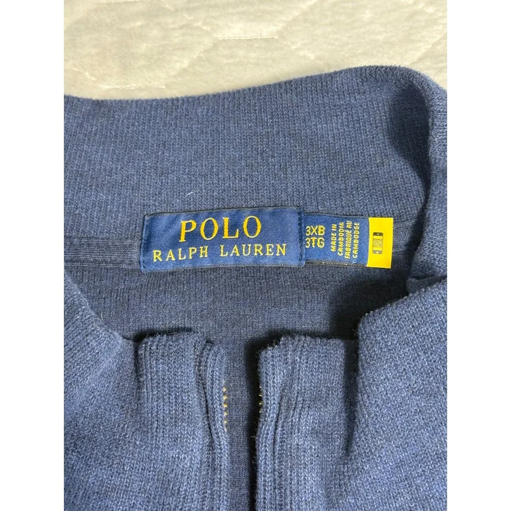 Polo Ralph Lauren Mens 3XB Blue Quarter Zip Pullover Cotton Sweater Big & Tall